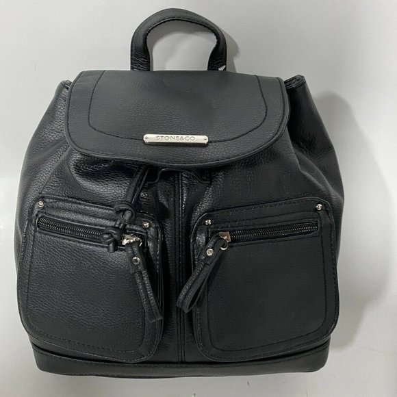 Stone Mountain Accessories Handbags - STONE MOUNTAIN TALIA BACKPACK GENUINE LEATHER BLK